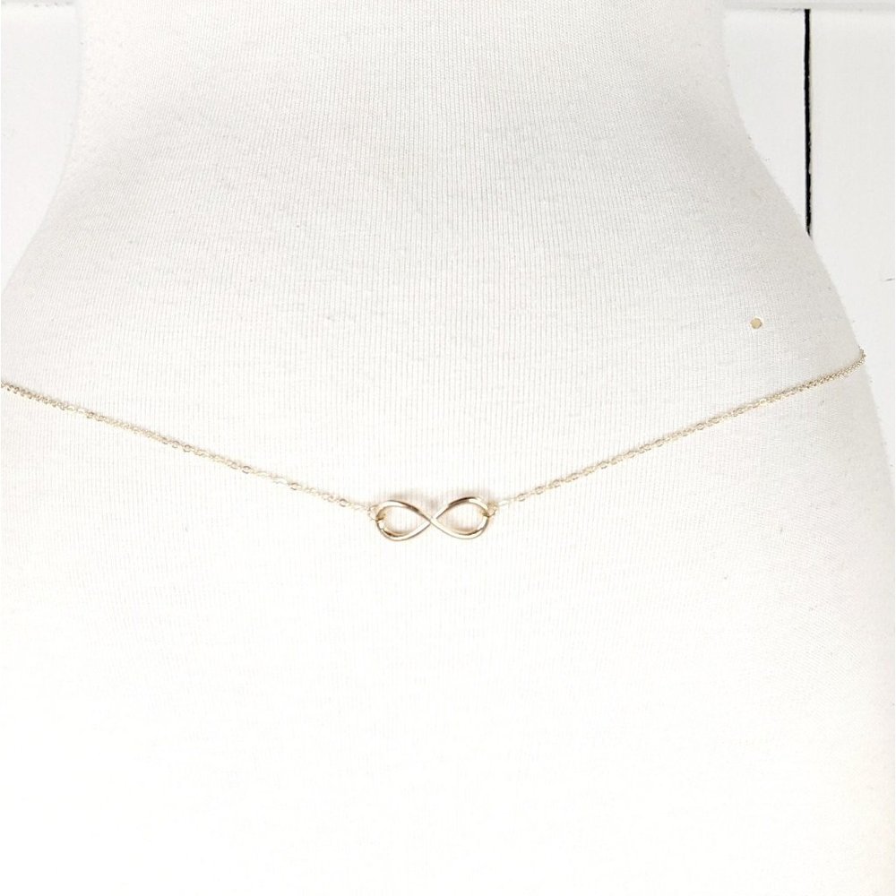Gold metal infinity symbol chain link dainty lightweight skinny belly chain belt
